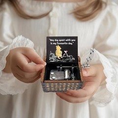 Cute Bear Best Friend Wood Music Box Gifts for Women, Friendship BBF Daughter