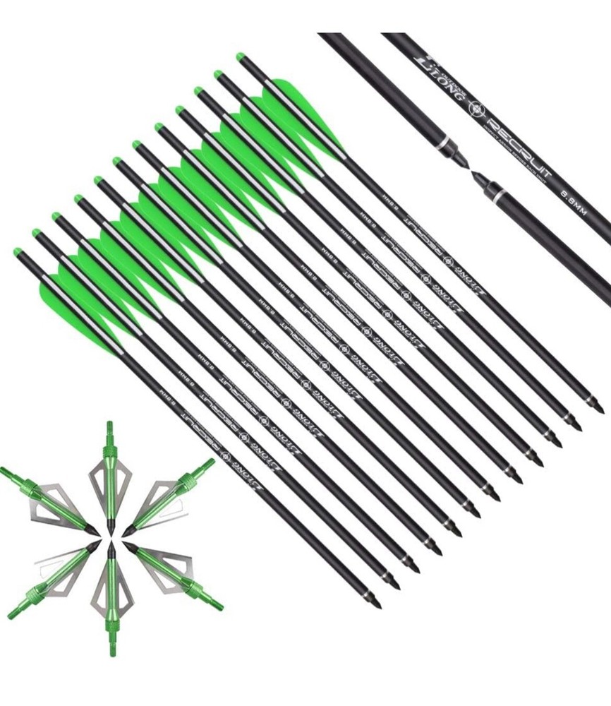 Elong 12PCS 28″ Arrows for Compound Bows,Carbon Hunting Arrows for Archery Spine