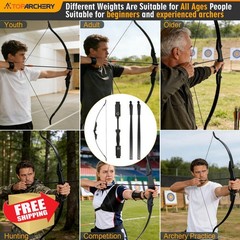 TOPARCHERY Recurve Bow 40lbs Black Youth