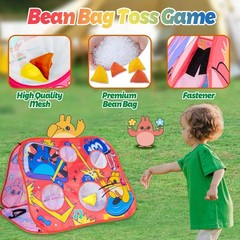 Giant 3-in-1 Bean Bag Toss Game for Kids, Toddler Outdoor Toy Tic Tac Toe Gam…