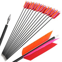 6/12pcs 30″ Carbon Arrows 4″ Flu Flu Feather SP500 Bow Hunt Archery Shoot Target