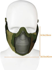 Foldable Airsoft Mesh Mask, Nylon Half Face Mesh Masks with Ear Cover Protection
