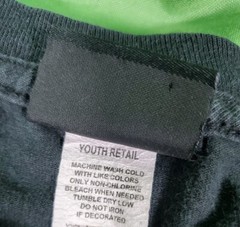 90s Era Santa Cruz Black Youth Sized Skateboard Shirt Lime + Purple 21″x16″ Cali
