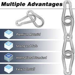 200PCS 2.36″ Spring Snap Hooks, Galvanized Steel Carabiner Clips, 260LBS Capacit