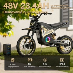 Electric Dirt Bike 3000W Electric Motorcycle 48V Off Road Moutain E-Bike 40MPH