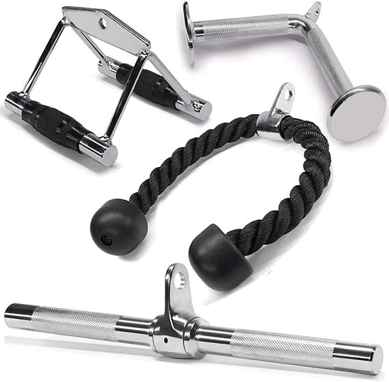 Yes4ALL Tricep Press Down Cable Machine Attachment Set, LAT Pulldown Attachment