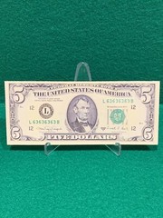 1988 $5 DOLLAR BILL (STICKER!) SUPER REPEATER (READ DESCRIPTION !!)