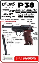 Umarex Walther P38 CO2 .177 Caliber Blowback Air Pistol 2252730 w/ BBs and CO2