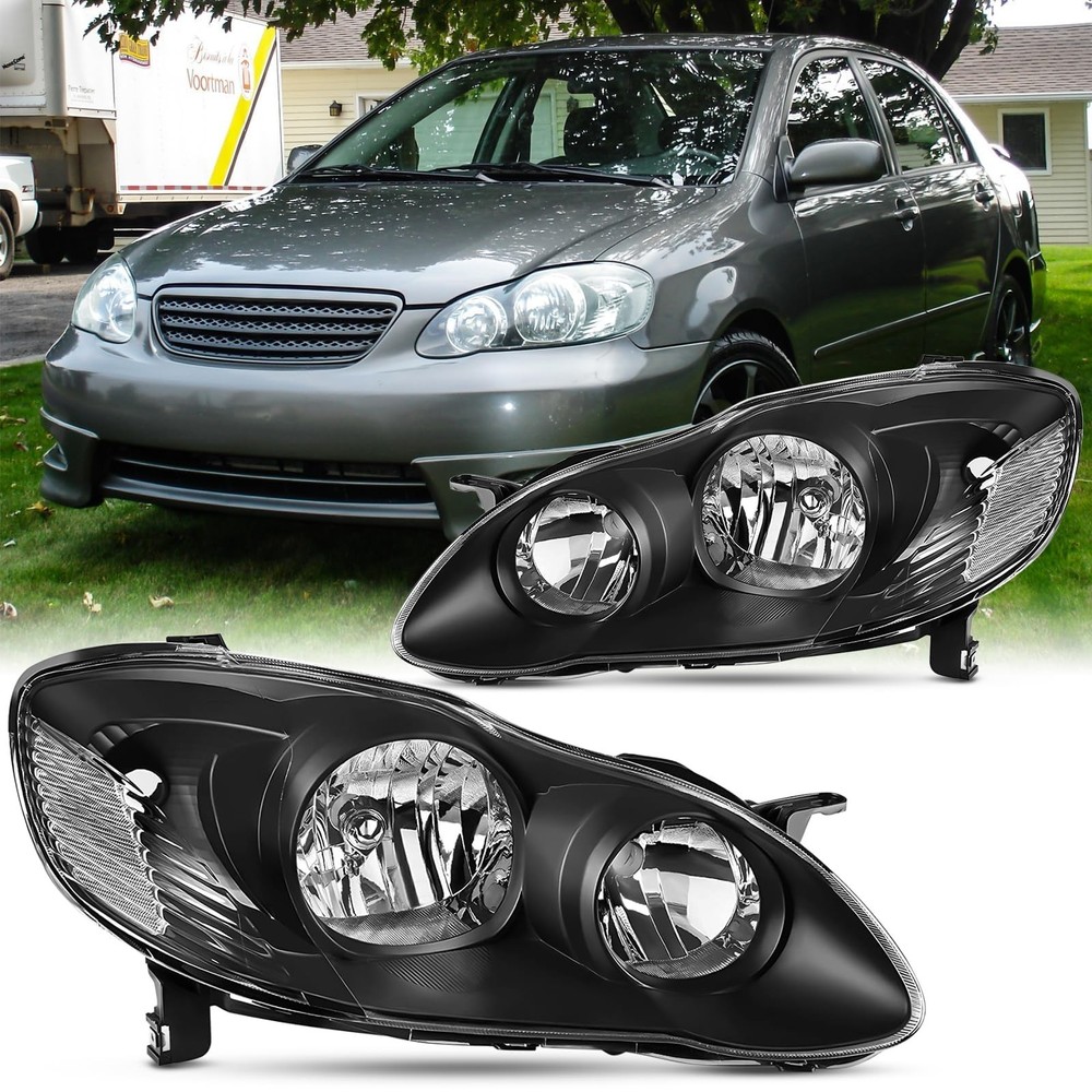 Pair Headlight Assembly Set For 2003 2004 2005 2006 2007 2008 Toyota Corolla …