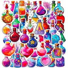 50 Pack of Cool Potion Stickers for Laptop/Water Bottle/Phone Case/Skateboard