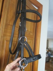 Quality Black Leather Bitless Bridle Sidepull , Loop Reins ,full horse size