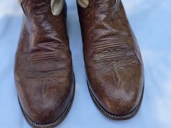 Mens Tony Lama Brown Genuine Ostrich Skin Western Cowboy Boots