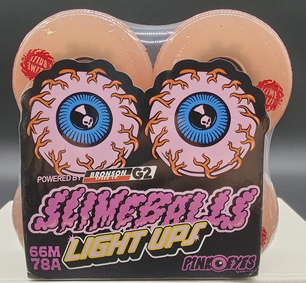 Slime Balls Pink Eyes Light Ups 66mm 78a Skateboard Wheels
