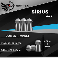 Harpex Sirius .177 (4.5mm) Cal Airgun pellets High precision – Domed impact