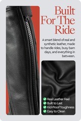 Unisex Soft Leather Zip-Up Equestrian Kids Half Chaps for Horseback Riding | See