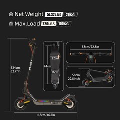 CUNFON RS500 Electric Scooter With Speaker and Fingerprit 1000W 25MPH