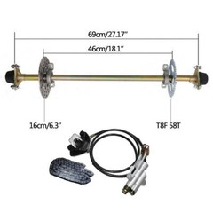 Drift Trike Go Kart Rear Live Axle Kit, Sprocket & Hub, Brake Assembly,Chain,Hub