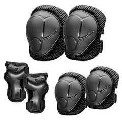 Knee Pads for Kids， Knee Pads and Elbow Pads Set Medium（6-12years） Black
