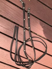 VINTAGE WESTERN LEATHER ALPACA SILVER QUALITY CONCHOS SPLIT REINS