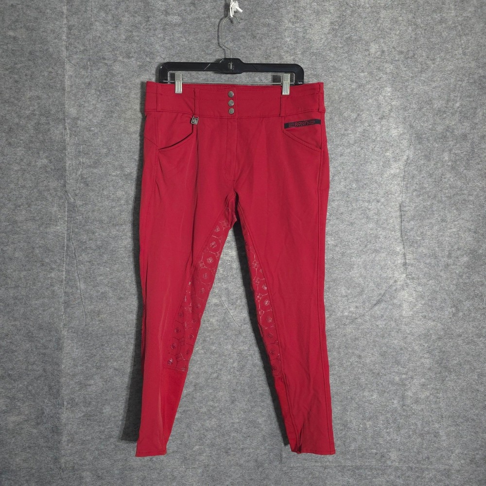 Romph Breeches Women 30R Red Equestrian Riding Pants Full Seat High Rise Stretch