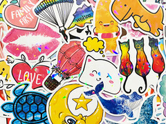 100 Colorful Holographic & Reflective Sticker Pack Shiny Light