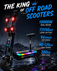GleeRide A7 Max 10000W Electric Scooter 72V50A Dual Motor Off Road E-Scooter