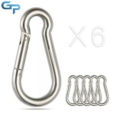 304 Stainless Steel 264 Lbs Spring Snap Hook Carabiner Clips, Set Of 6