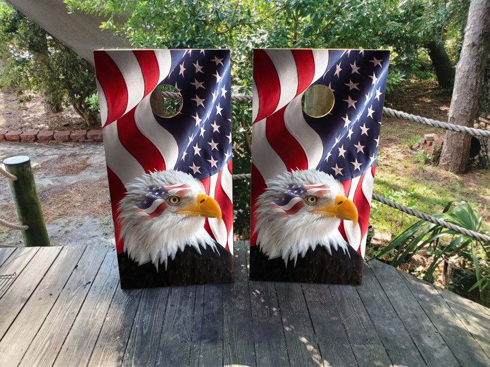 WATERPROOF Cornhole Wraps / USA Flag American Eagle