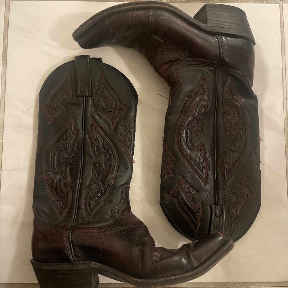 DAN POST WESTERN BOOTS LEATHER BLACK brown SZ 7 D