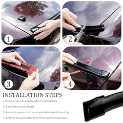 Car Rear Spoiler Roof Lip Kit, Carbon Fiber 3D Rubber Trunk Glossy Black