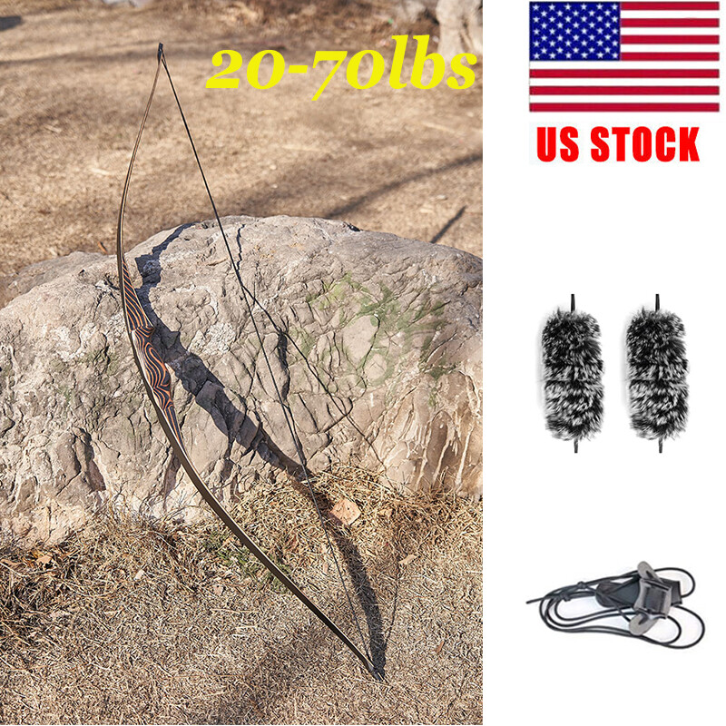 54″ 20-70lbs Archery Handmade Traditional Laminated Long Bow Hunting Target