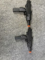 Lot of 2 UZI Style Spring Loaded Cock & Shoot Single Shot Airsoft Guns MINT