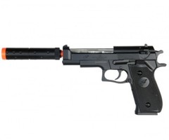 Double Eagle 300 FPS M9 Spring Pistol Airsoft Gun w/ Barrel Extension M22