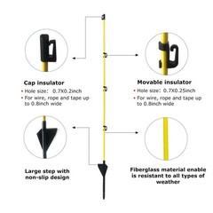 45 inch Electric Fence Posts Step in Fiberglass Insulated Plastic Electric Fe…