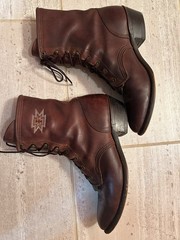 Vintage Packer Boots Brown Women’s Size 10 Lace-Up Kiltie Western Aztec Stitch