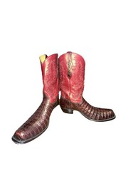 Tony Lama Black Cherry Caiman Cutter Toe Western Boots Men’s Size 12 D SP1018