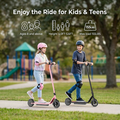 N65 Foldable Electric Scooter Kids & Teens 250W 9MPH Pink UL2272 6.5″ Tires