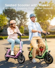 Gyroor C1Pro 550W Electric Scooter with Dual Baskets Pets Friendly