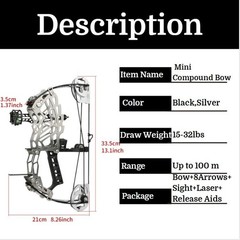 15-32lbs 13″Mini CompoundBow Arrow Set Archery Short Axis Bow Hunting Shoot R/LH