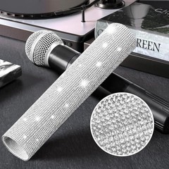 Mic Not Include Rhinestones Microphone Sleeve, Crystal Wireless Mic Silver