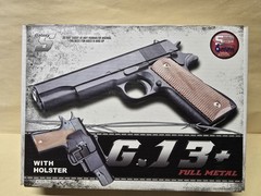 1911 Metal Spring Powered Airsoft Pistol Sidearm with Hard Shell Holster G13H