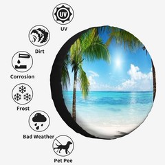 Palms and Beach Spare Tire Cover Tropical Landscape Caribbean Wheel Covers fo…