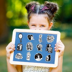 200 Pcs Black and White Gothic Stickers Waterproof Decals for Water Bottles