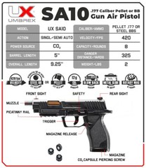 Umarex SA10 Air Pistol, .177 Cal w/ 250 Pellets & CO2 Bundle (2252113)