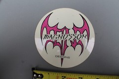 Magnusson Designs Clear Neon Pink Gothic Bat Z86A Vintage Skateboarding STICKER