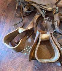 Vintage Simco Child Pony Saddle Leather Western Tooled AS IS USA