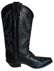 Vtg. Tony Lama Women’s Western Boots Black Turquoise Flame Design 8 1/2 B USA