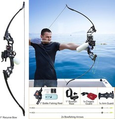 40lbs Bowfishing Bow Arrow Set Adults Beginner Combo Kit Reel Fish Recurve Bows
