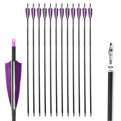 12Pcs Archery Carbon Arrows 30 in Spine 500 with 4 Inch Shield Turkey Feathers