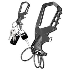Heavy Duty Carabiner Keychain with Bottle Opener – 3 Key Rings Included